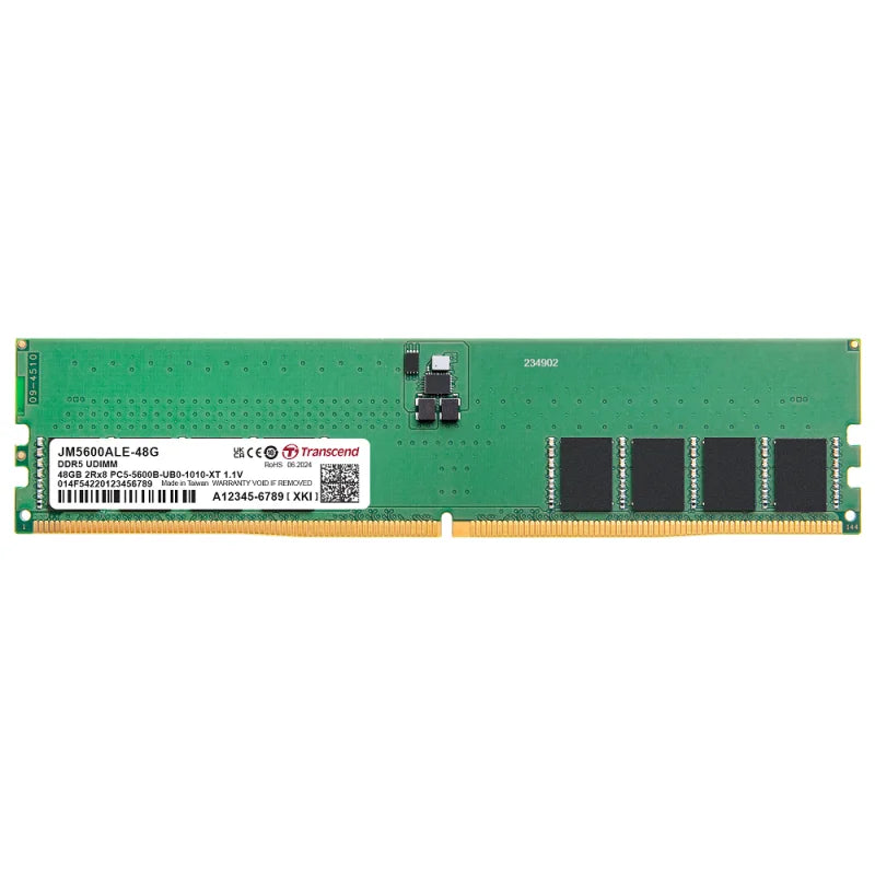 Transcend JetRam DDR5 5600 MHz U-DIMM CL46 1.1V Desktop RAM | 8GB, 16GB, 24GB, 32GB, 48GB Transcend JetRam DDR5 5600 MHz U-DIMM CL46 1.1V Desktop RAM | 8GB, 16GB, 24GB, 32GB, 48GB